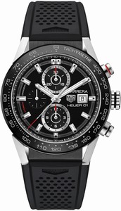 TAG Heuer Carrera Automatic Chronograph Date Black Rubber Watch# CAR201Z.FT6046 (Men Watch)