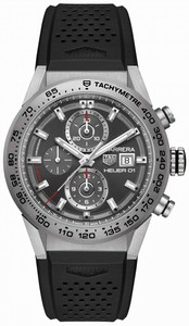 TAG Heuer Carrera Automatic Chronograph Date Titanium Case Black Rubber Watch# CAR208Z.FT6046 (Men Watch)