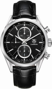 TAG Heuer Carrera Automatic Chronograph Date Black Leather Watch #CAR2110.FC6266 (Men Watch)