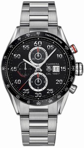 TAG Heuer Self Winding Automatic Calibre 1887 Polished Stainless Steel Black Red Accented Chronograph With Date At 3 Dial Brushed And Polished H-shaped Bracelet Band Watch #CAR2A10.BA0799 (Men Watch)