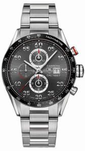 TAG Heuer Self Winding Automatic Calibre 1887 Polished Stainless Steel Anthracite Red Accented Chronograph With Date At 3 Dial Brushed And Polished H-shaped Bracelet Band Watch #CAR2A11.BA0799 (Men Watch)