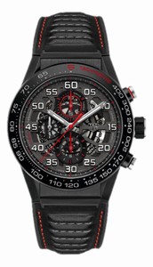 TAG Heuer Carrera Caliber Heuer Automatic Chronograph Black Leather Watch# 01 CAR2A1H.FT6101 (Men Watch)
