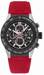 TAG Heuer Carrera Automatic Chronograph Date Red Rubber Watch# CAR2A1Z.FT6050 (Men Watch)