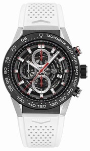TAG Heuer Carrera Automatic Chronograph Date White Rubber Watch# CAR2A1Z.FT6051 (Men Watch)