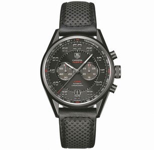 TAG Heuer Calibre 36 Black Dial Titanium Case With Black Leather Strap Watch #CAR2B80.FC6325 (Men Watch)