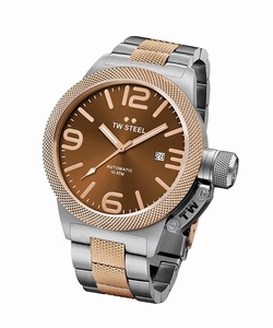 TW Steel Brown Dial Stainless Steel Rose Gold Plated Watch #CB155 (Men Watch)