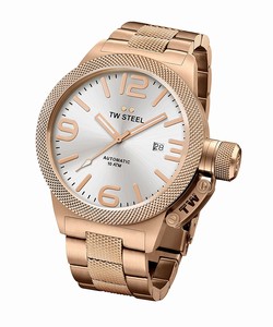 TW Steel Silver Dial Stainless Steel Rose Gold Plated Watch #CB166 (Men Watch)