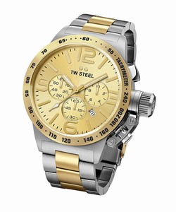 TW Steel Gold Dial Stainless Steel Band Watch #CB54 (Men Watch)