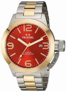 TW Steel Red Dial Stainless Steel Band Watch #CB72 (Men Watch)