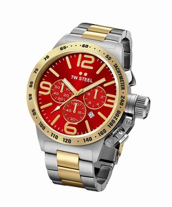 TW Steel Red Dial Stainless Steel Band Watch #CB73 (Men Watch)