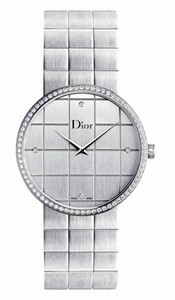 Christian Dior La D De Dior Quartz Silver Dial Diamond Bezel Stainless Steel 38mm Watch# CD043113M001 (Women Watch)