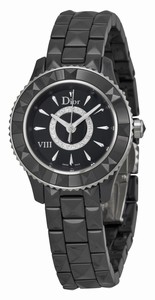 Christian Dior Black Lacquered Set With Diamonds Quartz Watch #CD1221E0C001 (Women Watch)