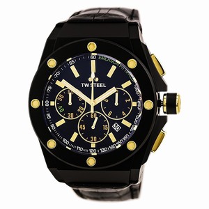 TW Steel Black Dial Synthetic Leather Band Watch #CE4017 (Men Watch)