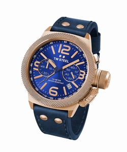 TW Steel Canteen Quartz Chronograph Date Blue Leather Watch # CS63 (Men Watch)