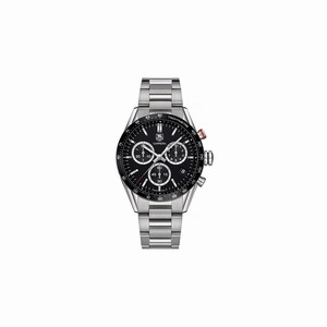 TAG Heuer Black Dial Fixed Black Aluminum Showing Tachymeter Markings Band Watch #CV1A10.BA0799 (Men Watch)