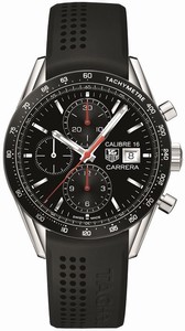TAG Heuer Carrera Automatic Calibre 16 Chronograph Date Black Rubber Watch# CV201AK.FT6040 (Men Watch)