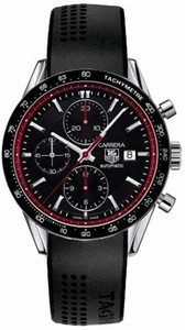 TAG Heuer Automatic Black Dial, Red Hand Seconds, Stainless Steel Case With Black Rubber Strap Watch #CV201Z.FT6014 (Men Watch)