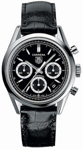 TAG Heuer Carrera Automatic Chronograph Date Black Leather Watch # CV2113.FC6180 (Men Watch)