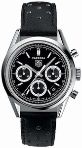TAG Heuer Carrera Automatic Chronograph Date Black Leather Watch # CV2113.FC6182 (Men Watch)