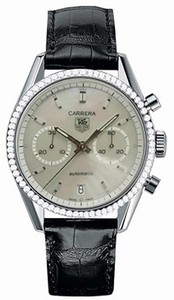 TAG Heuer Carrera Automatic Chronograph Date Diamond Bezel Black Leather Watch # CV2116.FC6180 (Men Watch)