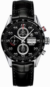 TAG Heuer Carrera Automatic Calibre 16 Chronograph Day Date Black Leather Watch # CV2A10.FC6235 (Men Watch)