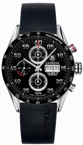 TAG Heuer Automatic Calibre 16 Black Dial Stainless Steel Case With Black Rubber Strap Watch #CV2A10.FT6005 (Men Watch)