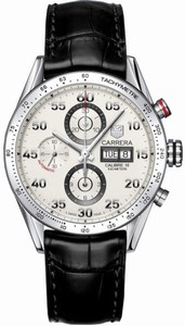 TAG Heuer Carrera Automatic Calibre 16 Chronograph Day Date Black Leather Watch # CV2A11.FC6235 (Men Watch)