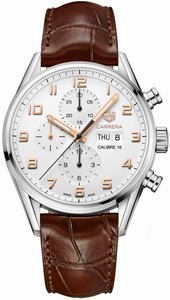 TAG Heuer Carrera Calibre 16 Automatic Chronograph Day Date Brown Leather Watch# CV2A1AC.FC6380 (Men Watch)
