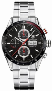 TAG Heuer Automatic Calibre 16 Polished Steinless Steel Black Chronograph With Day/date At 3 Dial Brushed With Polished Stainless Steel Band Limited Edition Watch #CV2A1F.BA0796 (Men Watch)