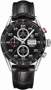 TAG Heuer Carrera Automatic Calibre 16 Chronograph Day Date Black Leather Watch# CV2A1R.FC6235 (Men Watch)