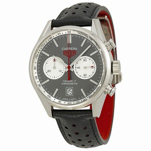 TAG Heuer Carrera Automatic Chronograph Day Date Black Leather Watch #CV5110.FC6310 (Men Watch)