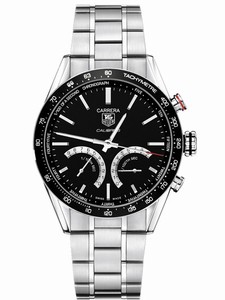 TAG Heuer Quartz Calibre S Black Dial Polished Stainless Steel Case And Bracelet Watch #CV7A12.BA0795 (Men Watch)