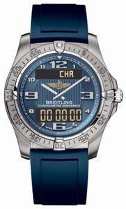 Breitling Quartz Air-force Blue Digital/analog With Arabic Hour Markers, Alarm, Gmt Second Time-zone, Chronograph, Backlight, Countdown Timer Features. Dial Blue Diver Pro Ii Rubber Band Watch #E7936210/C787-DPT (Men Watch)