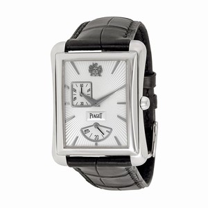 Piaget Silver Sunburst Guilloche Dial Fixed 18kt White Gold Band Watch #G0A33069 (Men Watch)