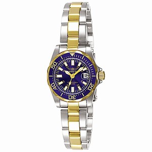 Invicta Blue Dial 23k-yellow-gold-plated-stainless-steel Band Watch #INVICTA-7064 (Women Watch)