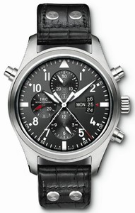 IWC Automatic Black Dial Crocodile Black Leather Band Watch #IW377801 (Men Watch)