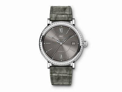 IWC Grey Dial Alligator Leather Band Watch #IW458104 (Men Watch)