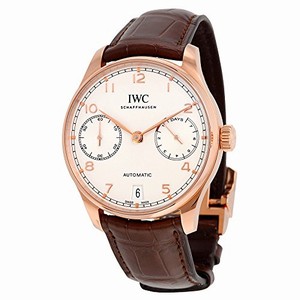 IWC White Dial Fixed 18kt Red Gold Band Watch #IW500701 (Men Watch)