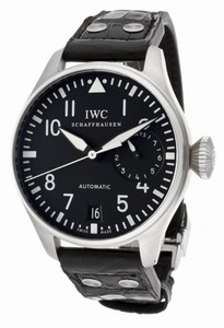 IWC Automatic Black Dial Crocodile Black Leather Band Watch #IW500901 (Men Watch)