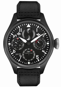 IWC Automatic Big Pilot Perpetual Calendar Top Gun Black Fabric Watch #IW502902 (Men Watch)