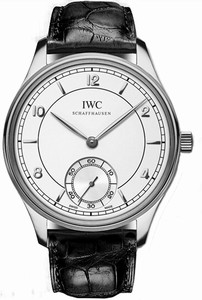 IWC Manual Wind Platinum Silver Dial Black Crocodile Leather Band Watch #IW544505 (Men Watch)