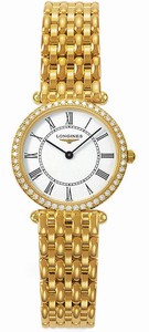 Longines Quartz 18k Yellow Gold White Roman Numeral Dial 18k Yellow Gold Band Watch #L4.191.7.11.6 (Women Watch)