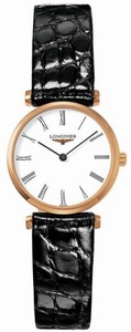 Longines Quartz Polished Rose Gold Tone Case Black Leather Watch# L4.209.1.11.2 (Women Watch)