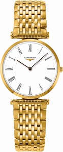 Longines La Grande Classique Quartz White Dial Roman Numerals Gold Tone Stainless Steel Watch# L4.512.2.11.8 (Women Watch)
