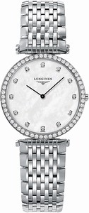 Longines La Grande Classique Quartz Mother of Pearl Diamond Dial Diamonds Bezel Stainless Steel Watch# L4.513.0.87.6 (Women Watch)