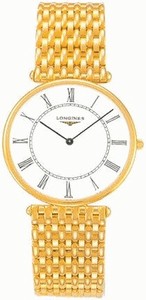 Longines Quartz Solid 18k Yellow Gold White With Black Roman Numeral Dial Solid 18k Yellow Gold Band Watch #L4.691.6.11.6 (Men Watch)
