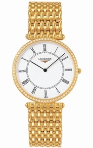 Longines Quartz Solid 18k Yellow Gold White With Black Roman Numeral Dial Solid 18k Yellow Gold Band Watch #L4.691.7.11.6 (Men Watch)