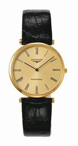 Longines LA Grande Classique Automatic Gold Dial Roman Numerals Black Leather Watch# L4.708.2.31.2 (Men Watch)