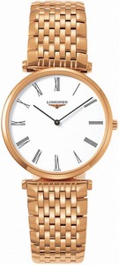 Longines Quartz 18k Rose Gold Tone White Roman Numeral Dial 18k Rose Gold Tone Band Watch #L4.709.1.11.8 (Men Watch)