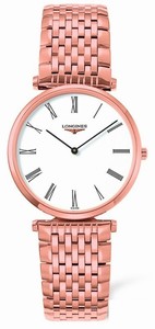 Longines La Grande Classique Quartz White Roman Numeral Dial Rose Gold Tone Stainless Steel Watch# L4.709.1.91.8 (Women Watch)